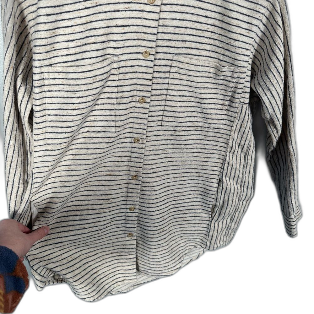 Madewell Stripe Flannel Button-Down Sunday Shirt Size Small Minimalist Winter - Picture 6 of 14